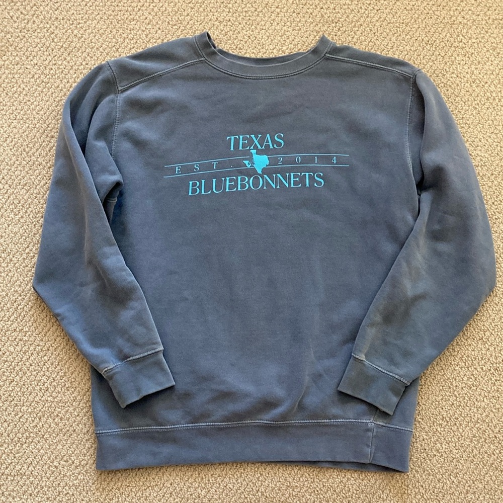 Comfort Colors Texas Bluebonnets Blue Crewneck Sweater Pullover Unisex Small EUC